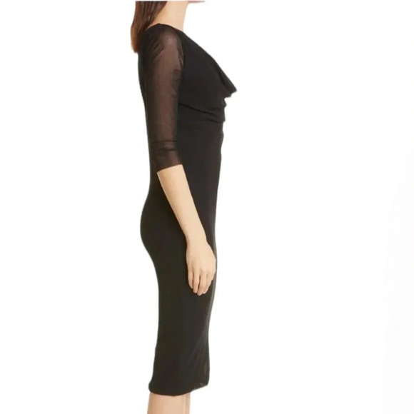 Fuzzi by Jean Paul Gaultier Mesh Cowl Neck V-neck Dress In Nero Black Size M NWT - Picture 3 of 10